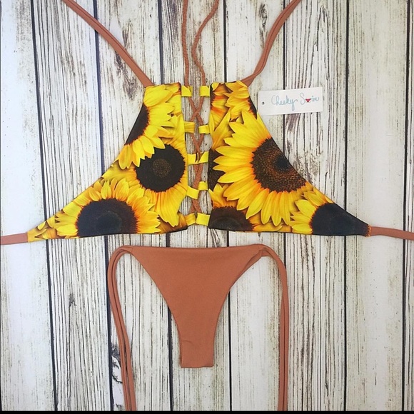 Sunflower halter bikini top by Cheeky Swim Bikinis - Picture 4 of 5